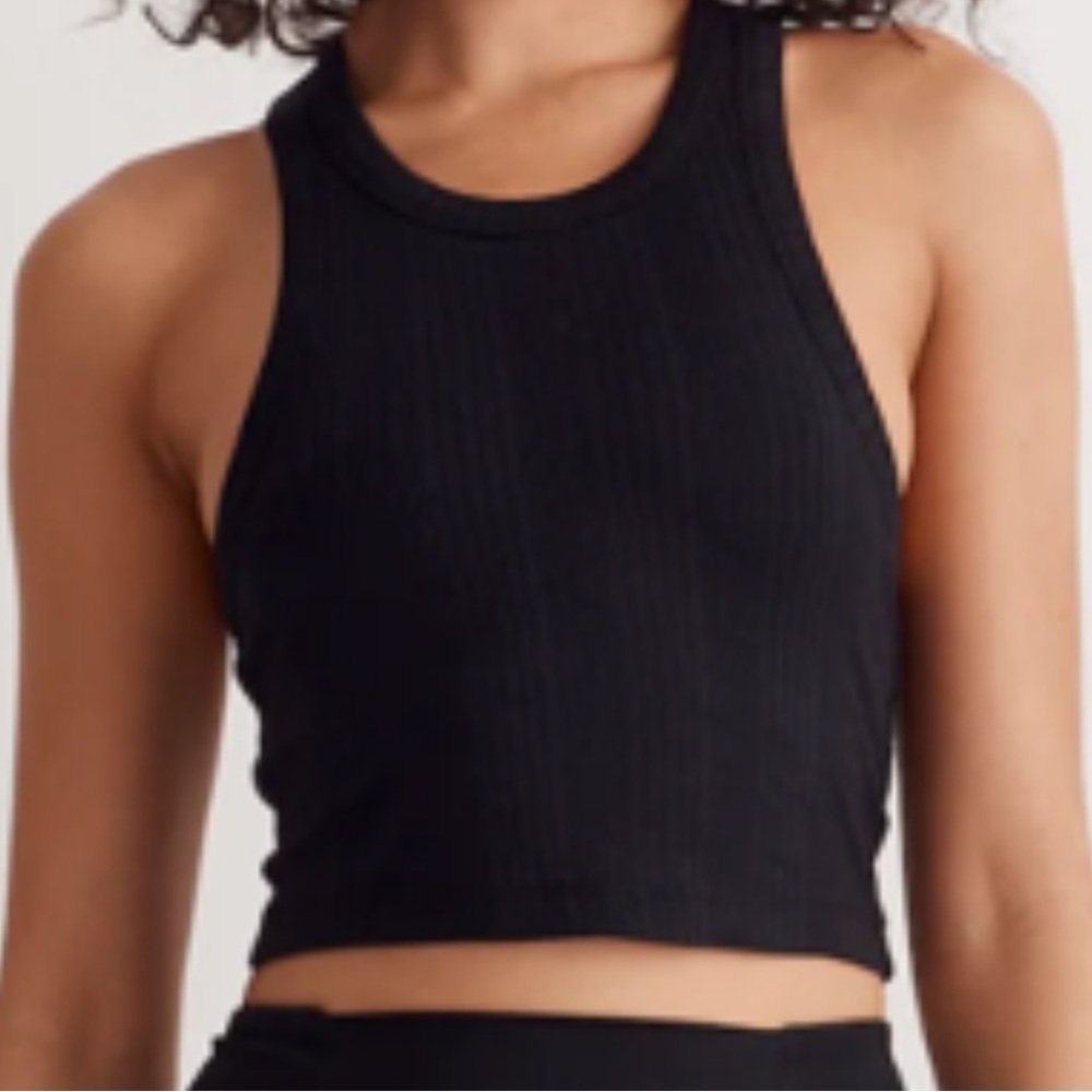 Black Ribbed Crop Top Madewell variegated Brami xs NWT